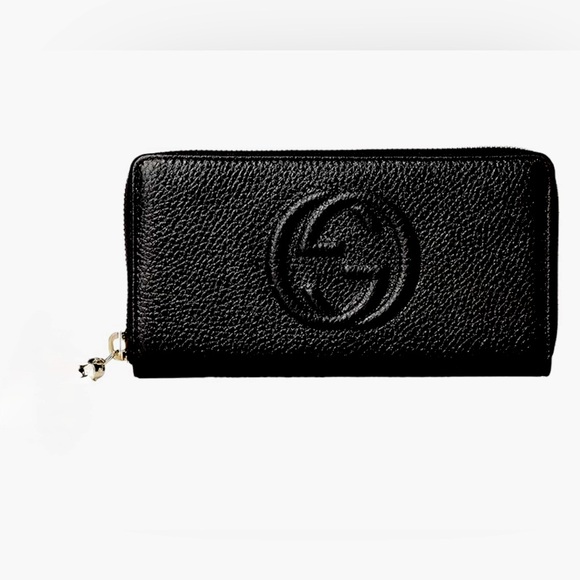 Gucci Handbags - 🛍️HP🛍️AUTHENTIC GUCCI👜 Soho Pebbled Leather Zip Around Long Wallet (Black)